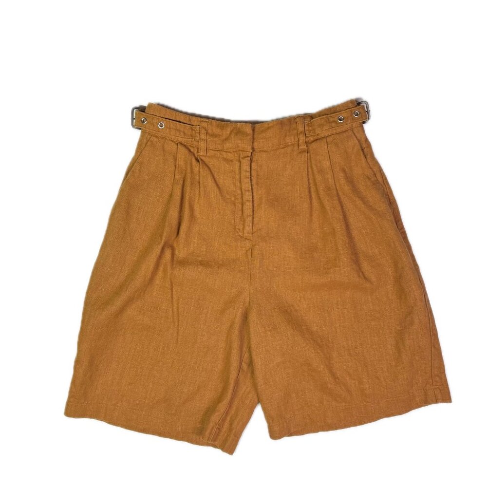 Reserved Size S Toffee Brown Shorts Adjustable Side Straps Pleat Front High Rise